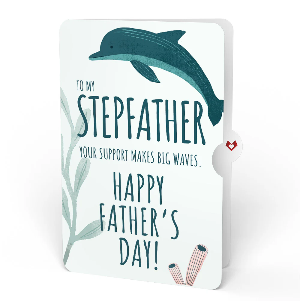 Playful Dolphins Father’s Day Pop-Up Card and Sentiment Set for Stepfather - Image 4