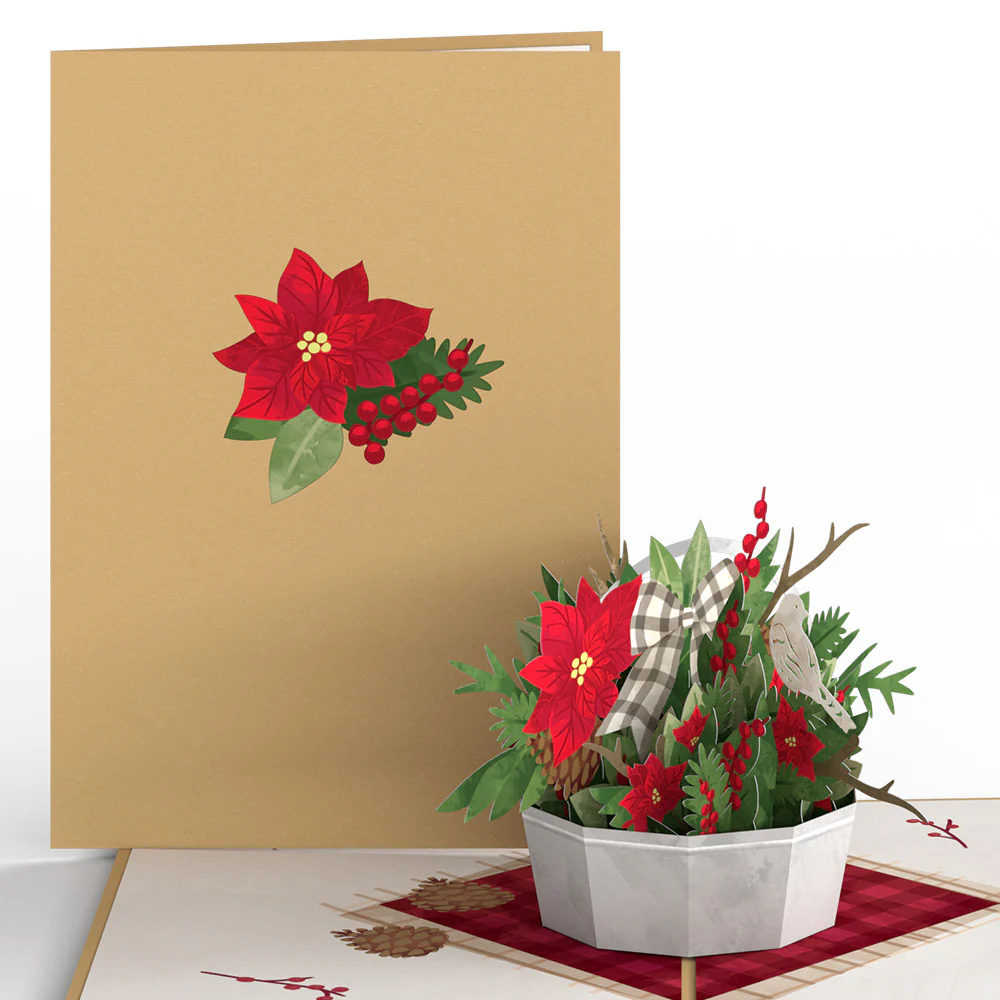 Poinsettia Flower Basket Pop-Up Card