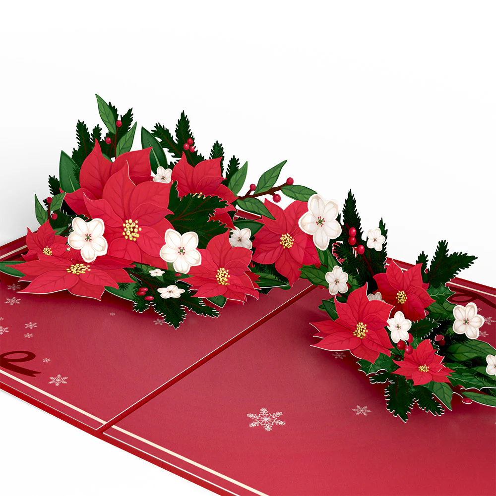 Poinsettia & Pine Winter Pop-Up Card and Countless Blessings Sentiment Set - Image 3