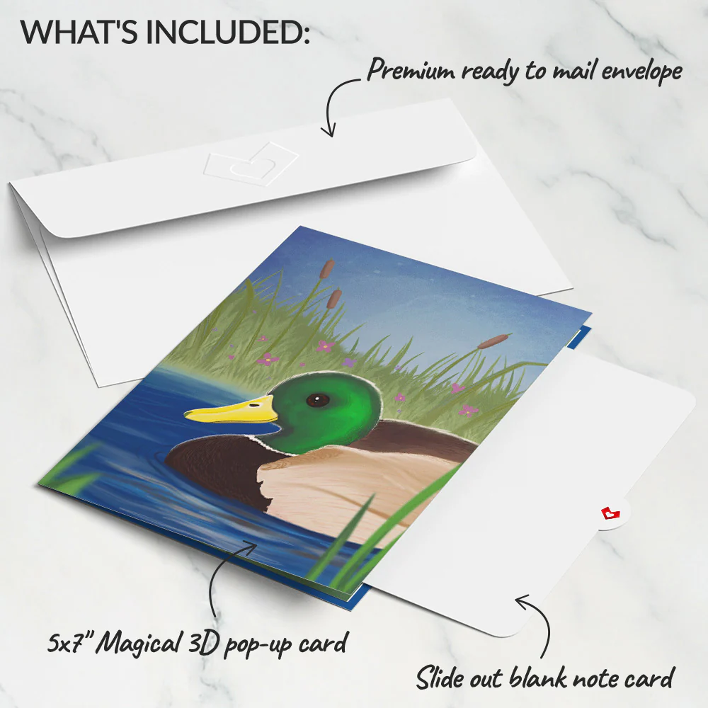 Pondside Mallard Ducks Pop-Up Card - Image 5