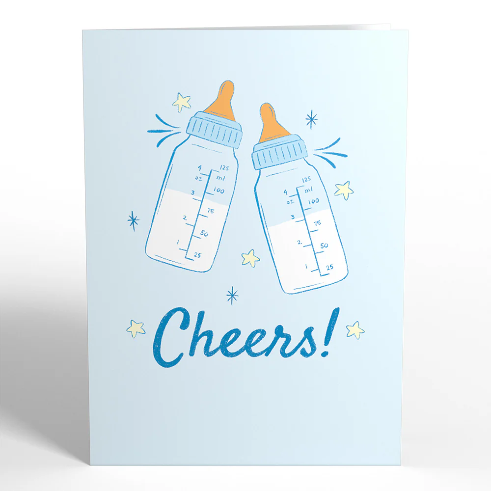 Poppin' Bottles and Changing Diapers New Baby Pop-Up Card - Image 4
