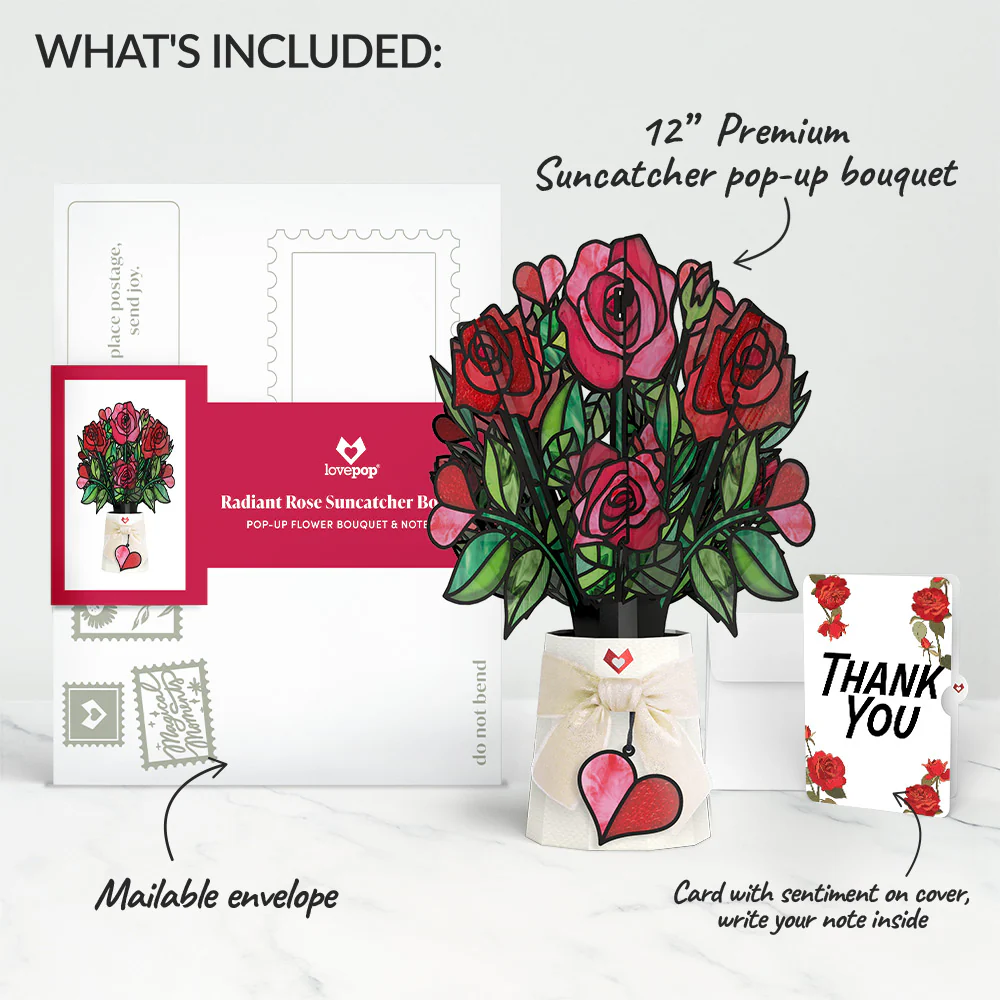 Radiant Rose Thank You Suncatcher Bouquet and Sentiment Set - Image 2