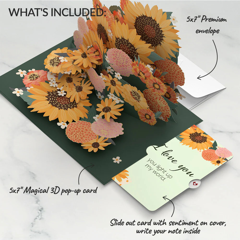 Radiant Sunflowers Love Pop-Up Card and Sentiment Set - Image 2