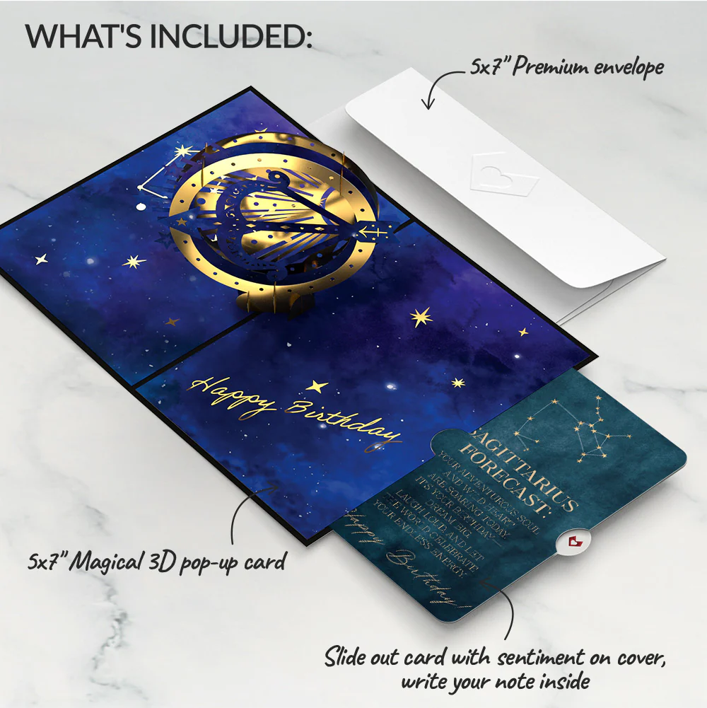 Sagittarius Zodiac Birthday Pop-Up Card and Sentiment Set - Image 2