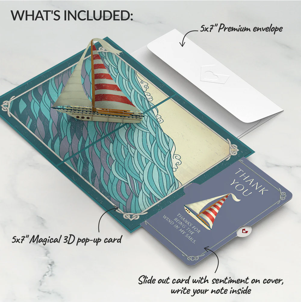Sailboat on the Horizon Thank You Pop-Up Card and Sentiment Set - Image 2