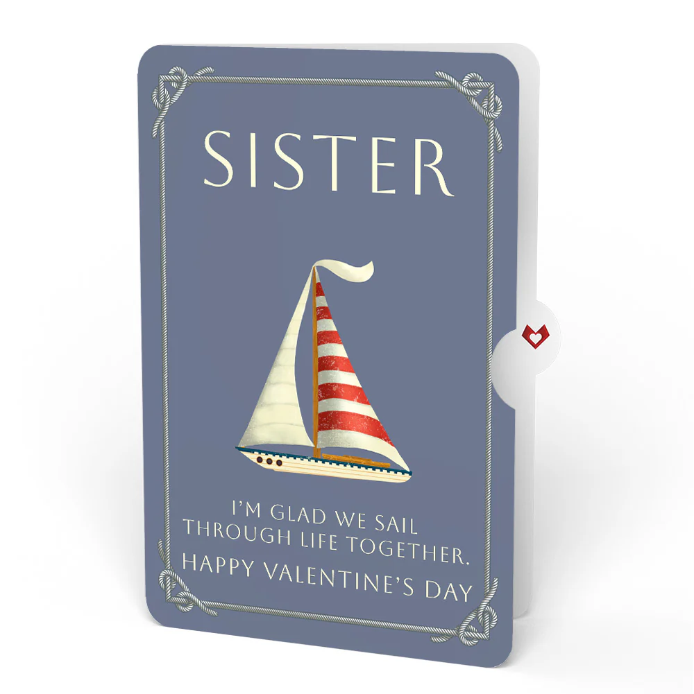 Sailboat on the Horizon Valentine Pop-Up Card and Sentiment Set for Sister - Image 4