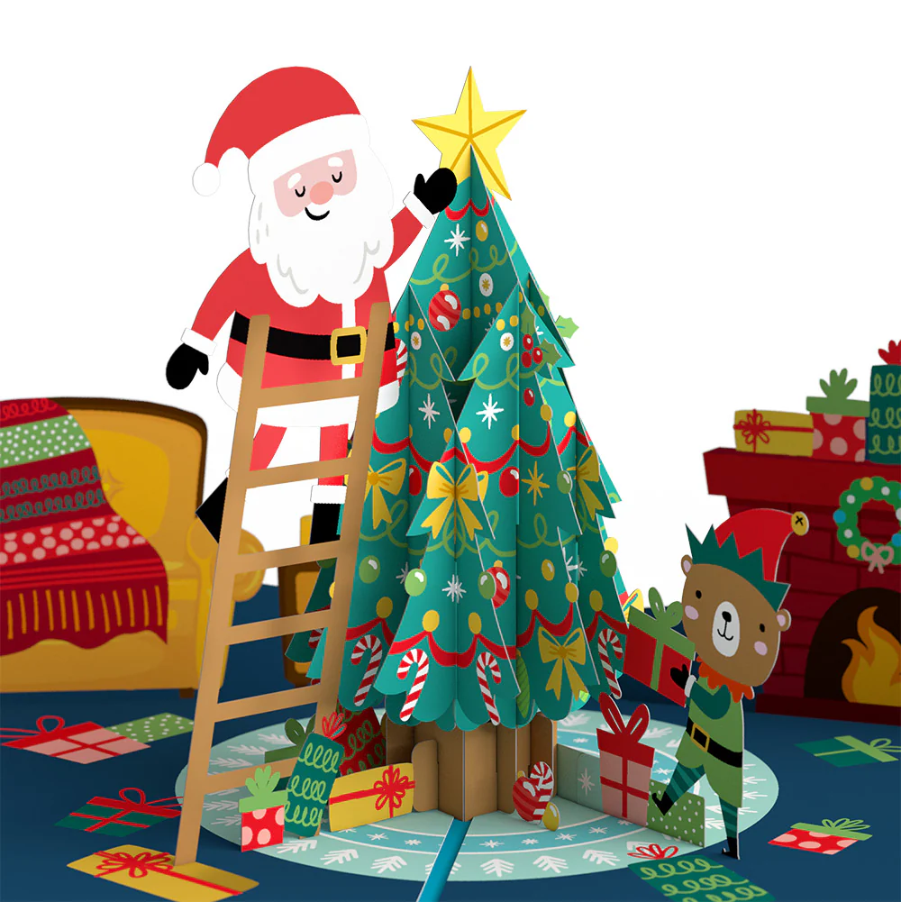 Santa Decorating a Christmas Tree Pop-Up Card and Funny Sentiment Set - Image 3