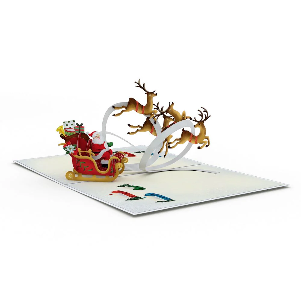 Santa Sleigh and Reindeer Pop-Up Card - Image 3