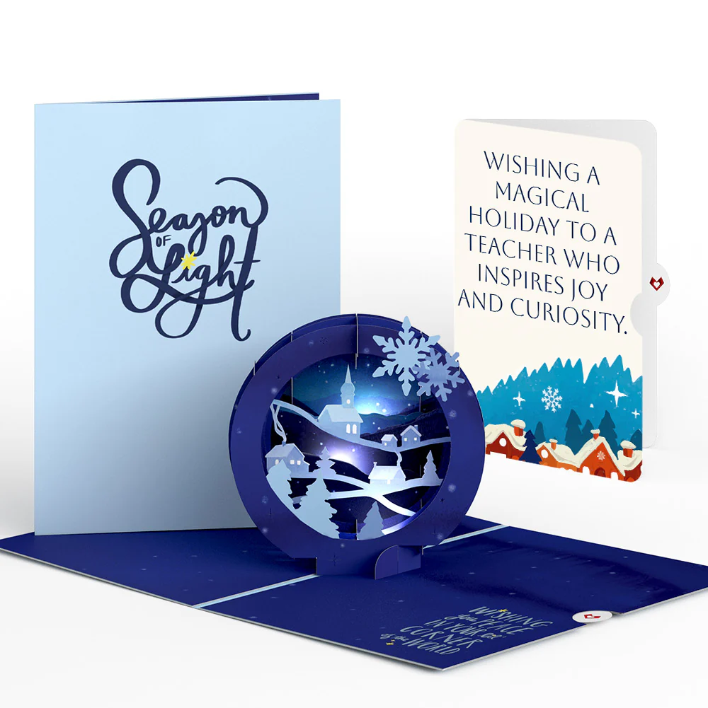 Season of Light Winter Village Light-Up Pop-Up Card and Christmas Sentiment Set for Teacher