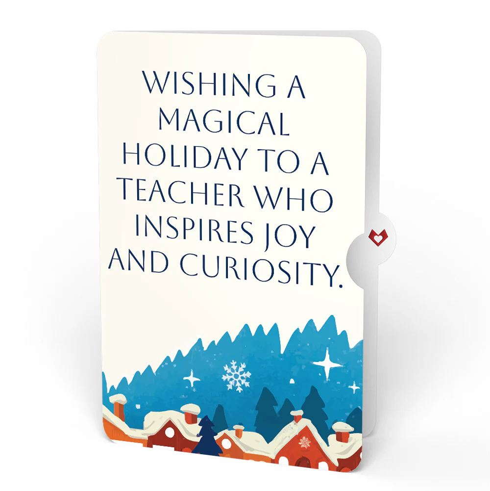 Season of Light Winter Village Light-Up Pop-Up Card and Christmas Sentiment Set for Teacher - Image 4