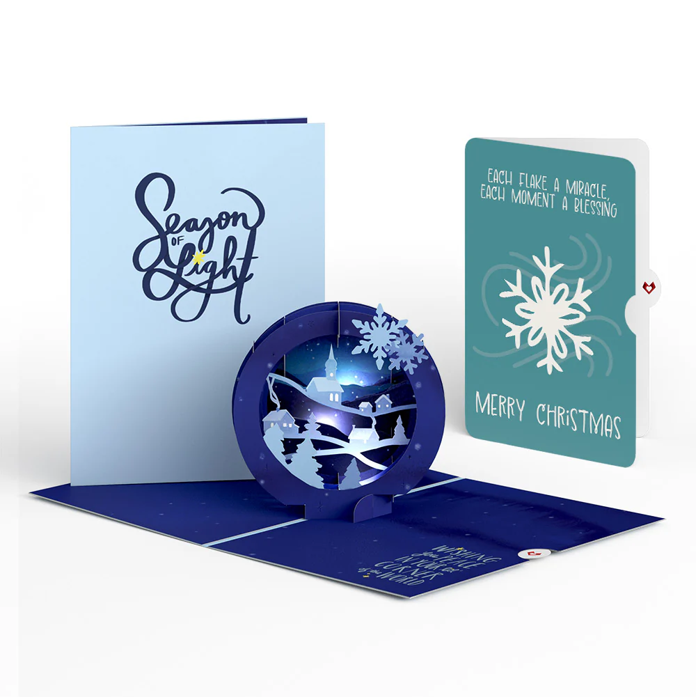 Season of Light Winter Village Light-Up Pop-Up Card and Snowflake Christmas Sentiment Set