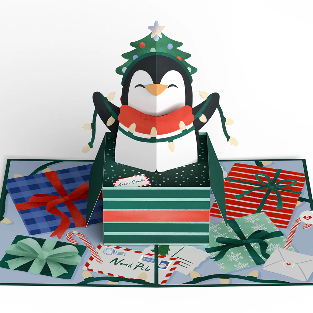 Season's Greetings Penguin Surprise Pop-Up Card - Image 3