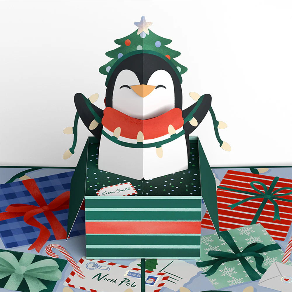 Season's Greetings Penguin Surprise Pop-Up Card and Sentiment Set for Daughter - Image 3