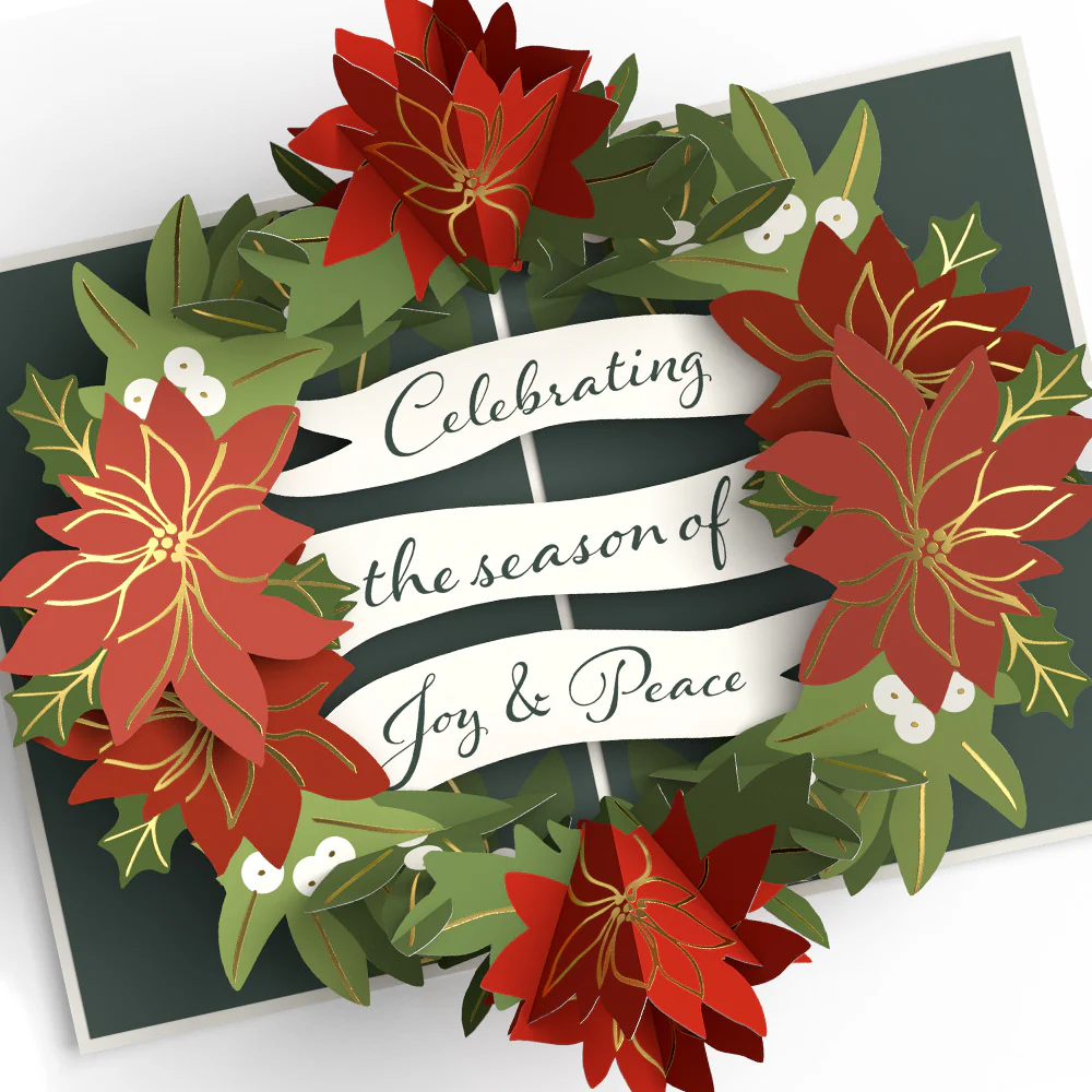 Season's Greetings Poinsettia Pop-Up Card & Suncatcher Bouquet Bundle - Image 3