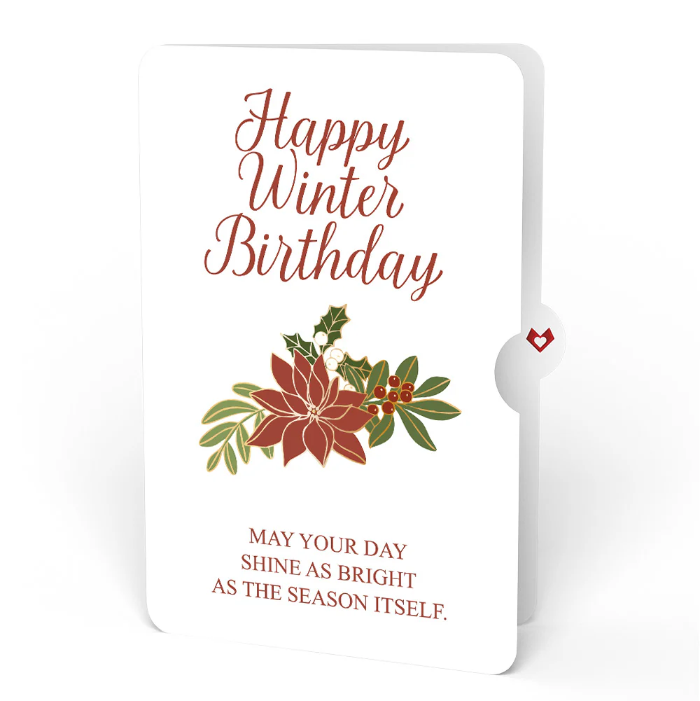 Season's Greetings Poinsettia Wreath Pop-Up Card and Winter Birthday Sentiment Set - Image 4