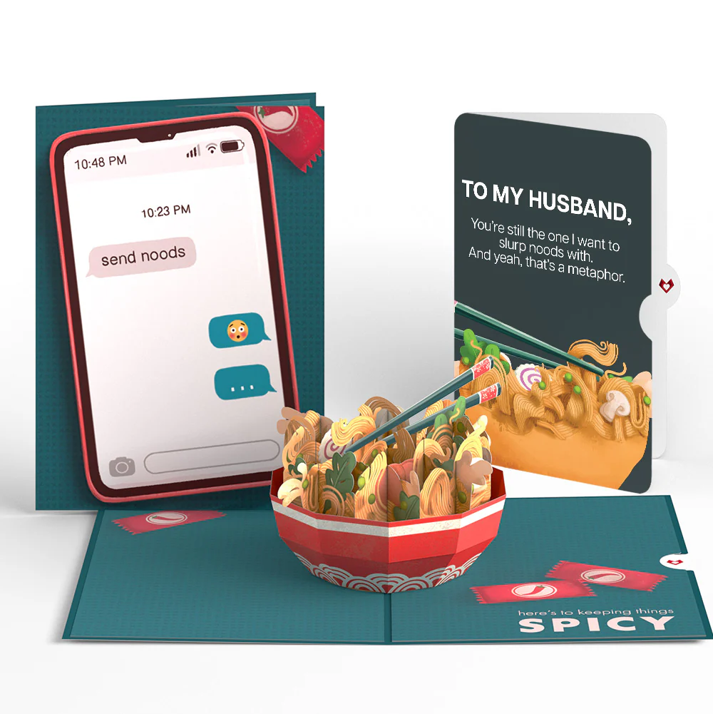 Send Noods Spicy Love Pop-Up Card and Sentiment Set for Husband