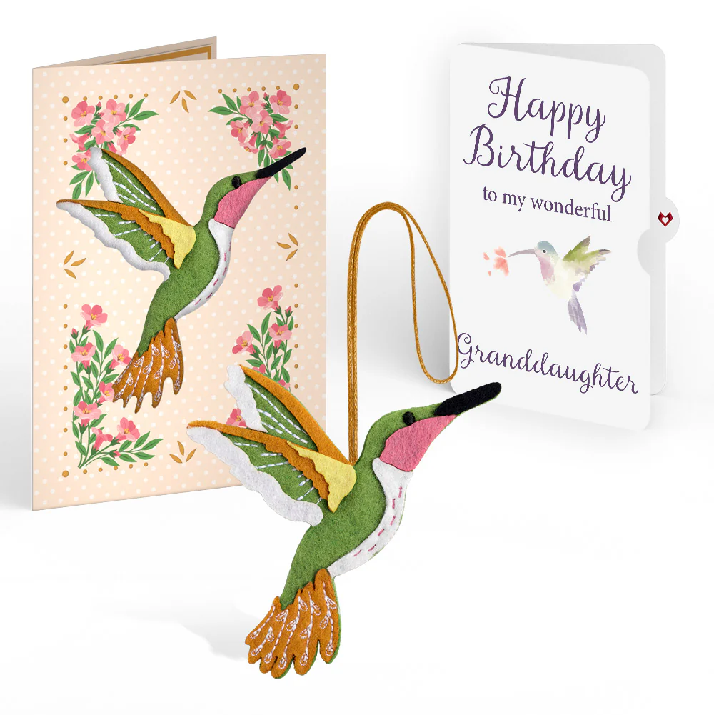Serene Hummingbird Birthday HeartFelt Charm Card™ and Sentiment Set for Granddaughter