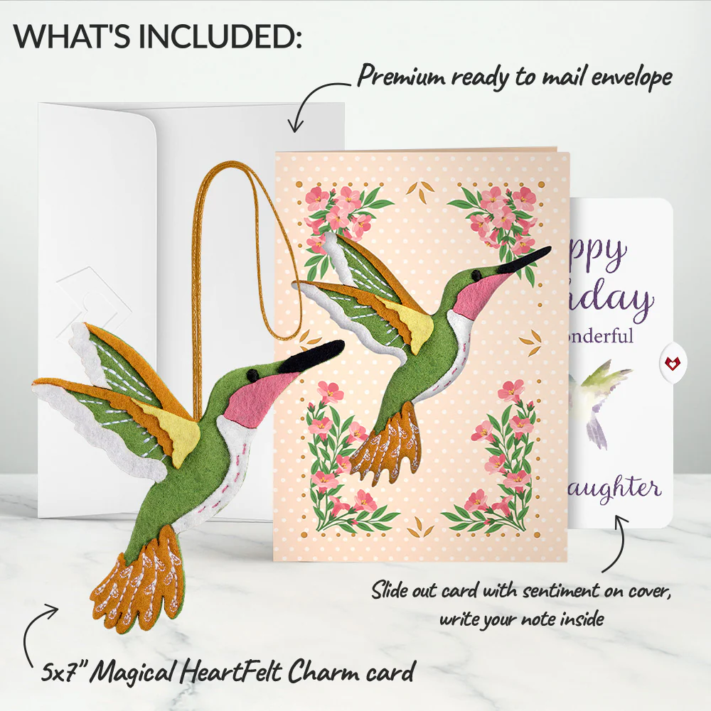Serene Hummingbird Birthday HeartFelt Charm Card™ and Sentiment Set for Granddaughter - Image 2