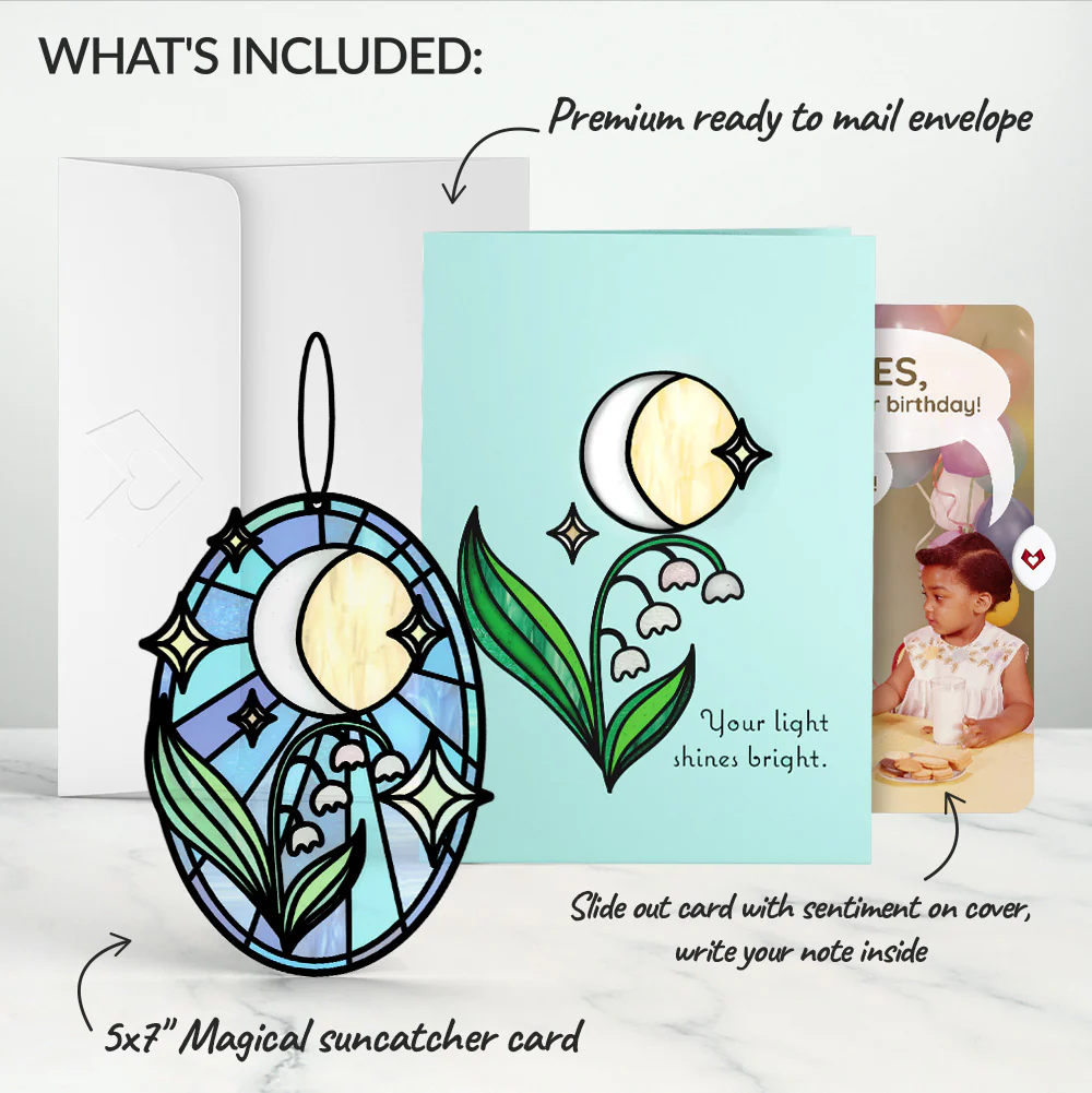 Shine Bright Twilight Bloom Birthday Suncatcher Card and Time to Party Sentiment Set - Image 2