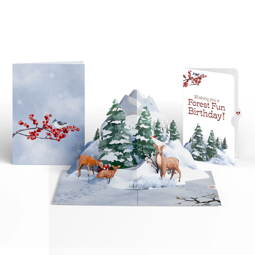 Snowfall's Hush Birthday Pop-Up Card and Forest Fun Sentiment Set