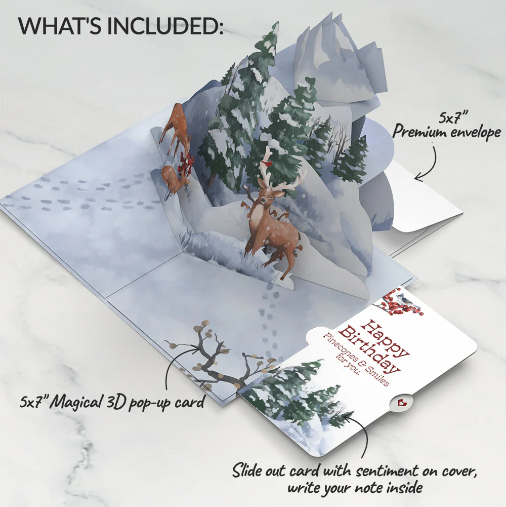 Snowfall's Hush Birthday Pop-Up Card and Sentiment Set - Image 2