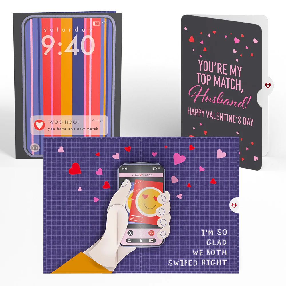 So Glad We Swiped Right Valentine Pop-Up Card and Sentiment Set for Husband