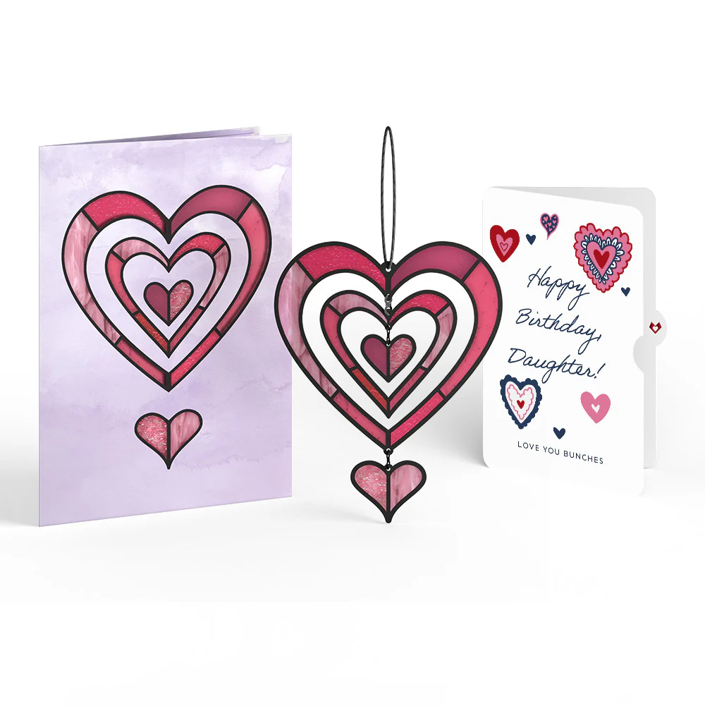 Spinning Heart Birthday Suncatcher Card and Sentiment Set for Daughter