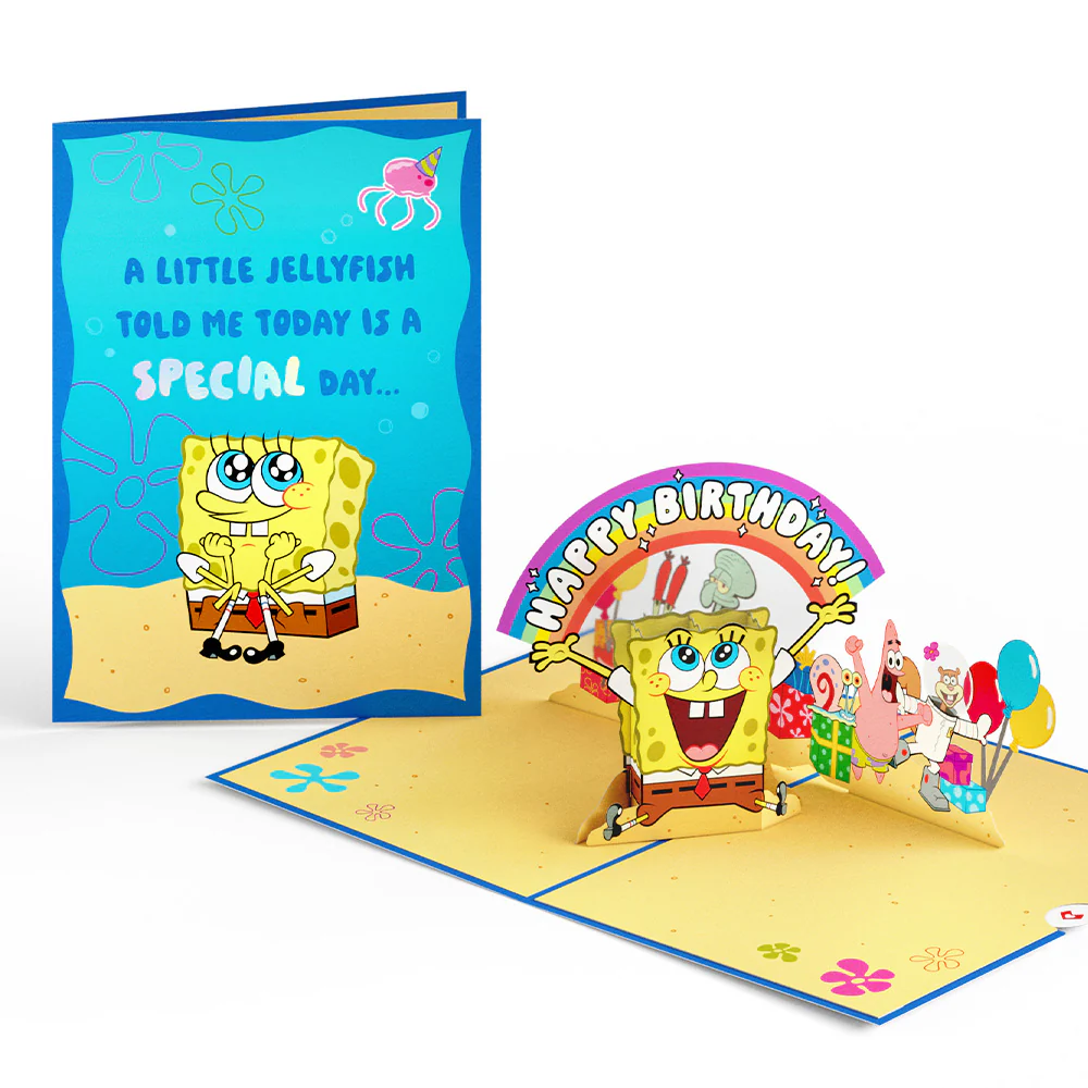 SpongeBob SquarePants Birthday Pop-Up Card & Flower Buds Bouquet Bundle - Image 3