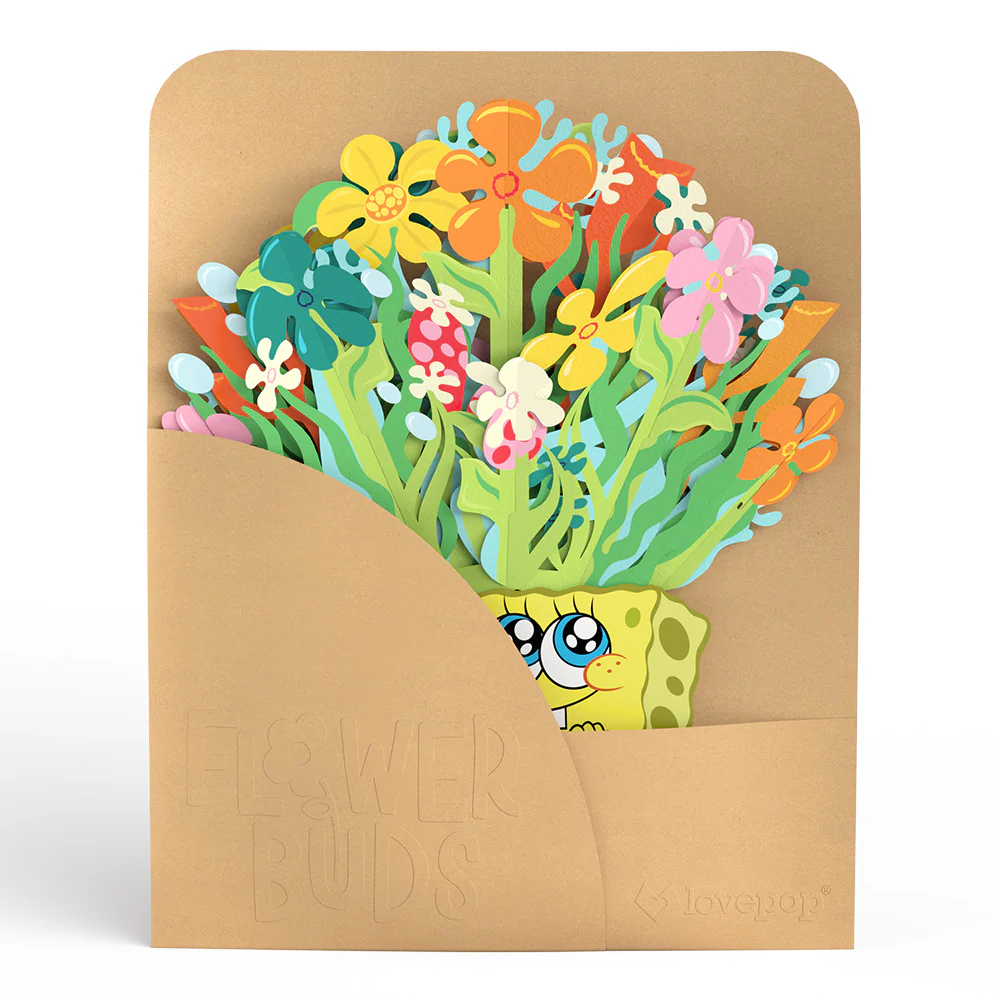 SpongeBob SquarePants Valentine’s Day Pop-Up Card & Flower Buds Bouquet Bundle - Image 8