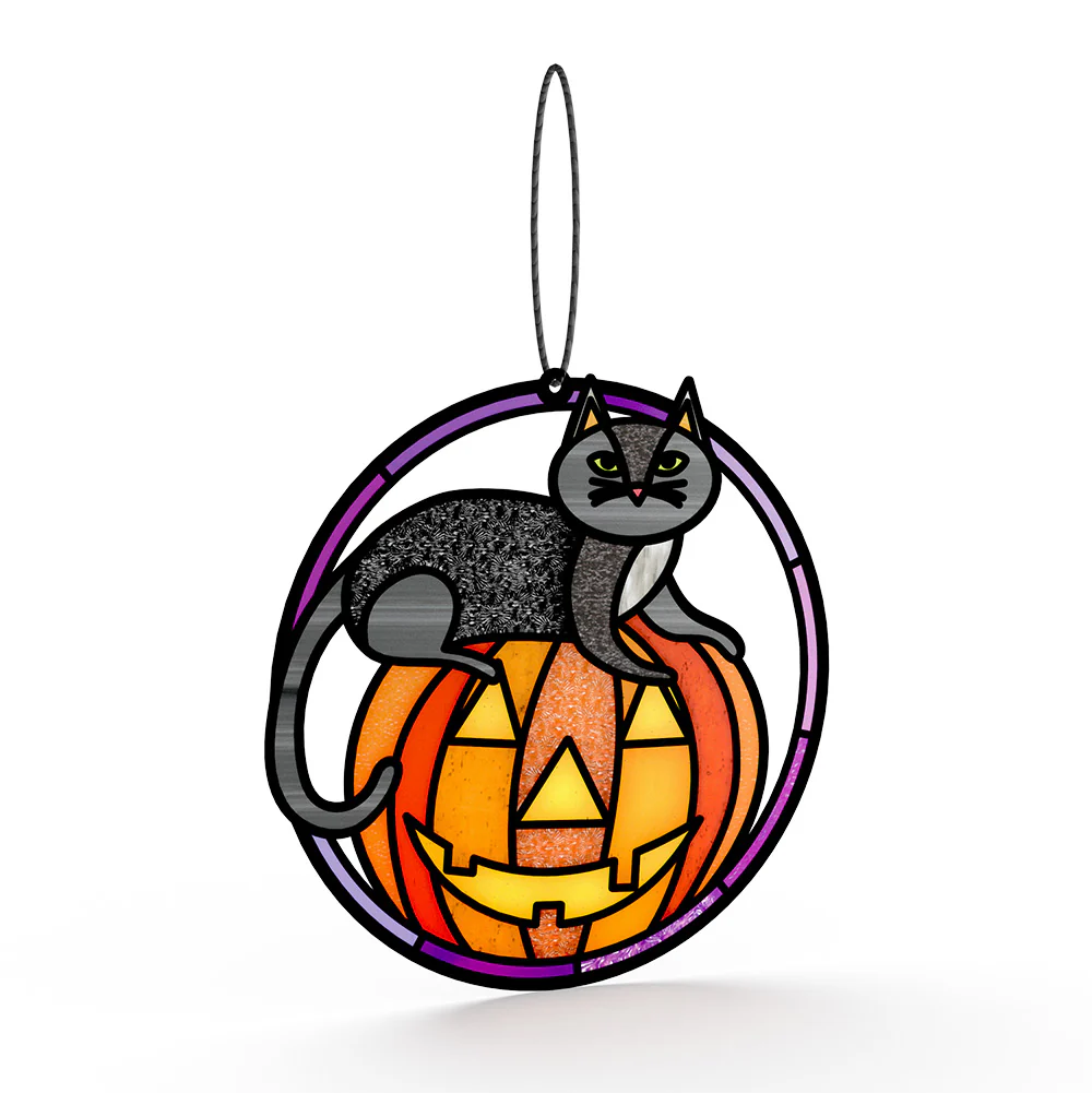 Spooky Vibes Halloween Cat Suncatcher Card and Appreciation Sentiment Set - Image 3