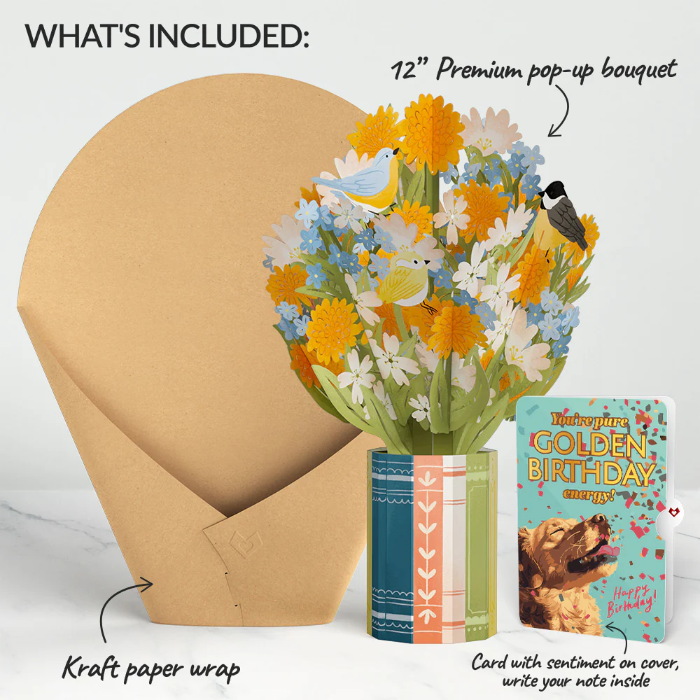 Spring Joy Birthday Bouquet and Golden Energy Sentiment Set - Image 2