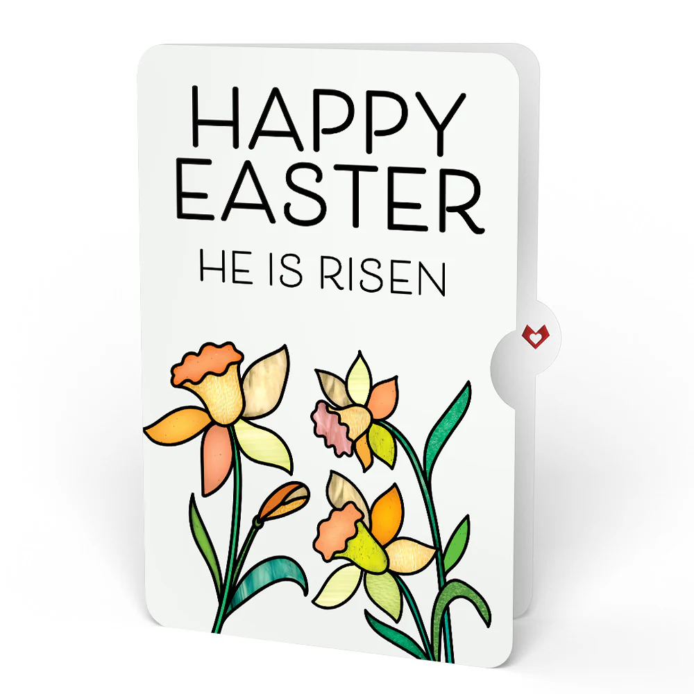 Springtime Bunny Easter Suncatcher Card and Garden Blooms He Is Risen Sentiment Set - Image 4