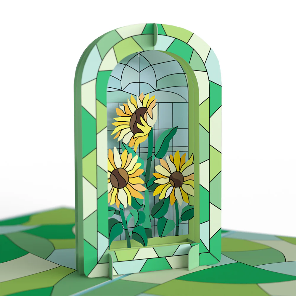 Stained Glass Sunflowers Birthday Pop-Up Card and Sentiment Set - Image 3