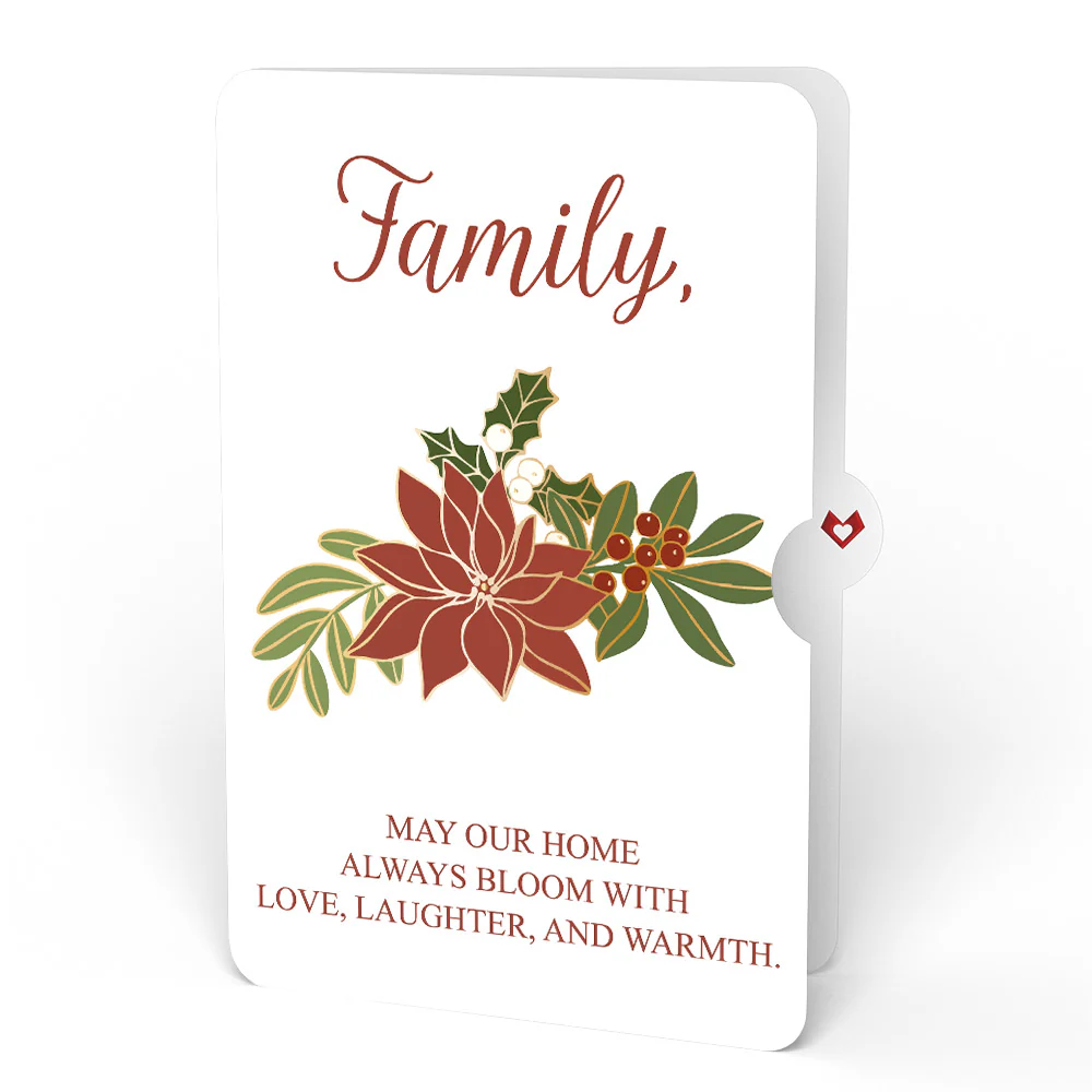 Stained Glass Winter Cardinal Pop-Up Gift and Poinsettia Blooming Love Christmas Sentiment Set for Family - Image 4