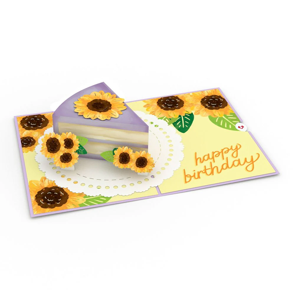 Sunflower Birthday Cake Slice Pop-Up Card - Image 3
