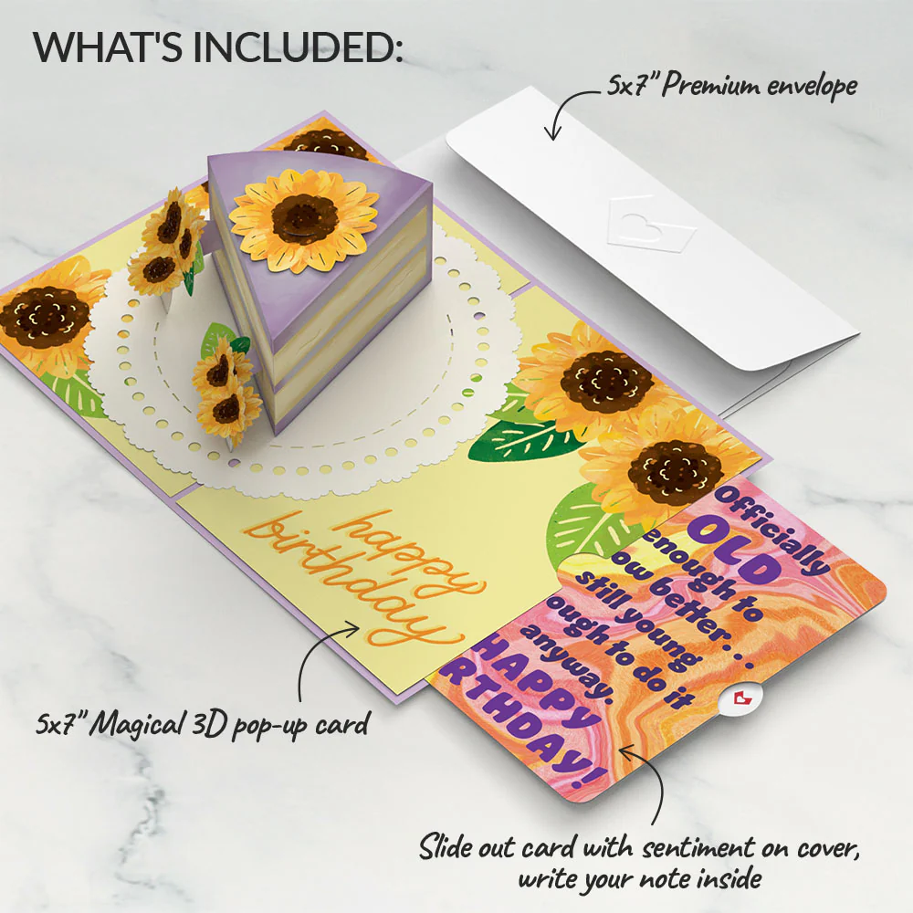 Sunflower Birthday Cake Slice Pop-Up Card and Sentiment Set - Image 2