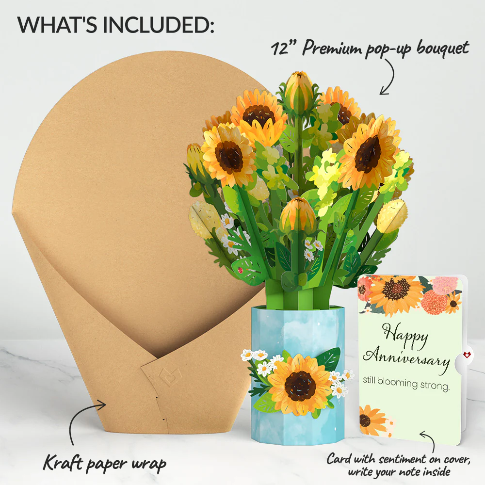 Sunflower Blooms Anniversary Bouquet and Sentiment Set - Image 2