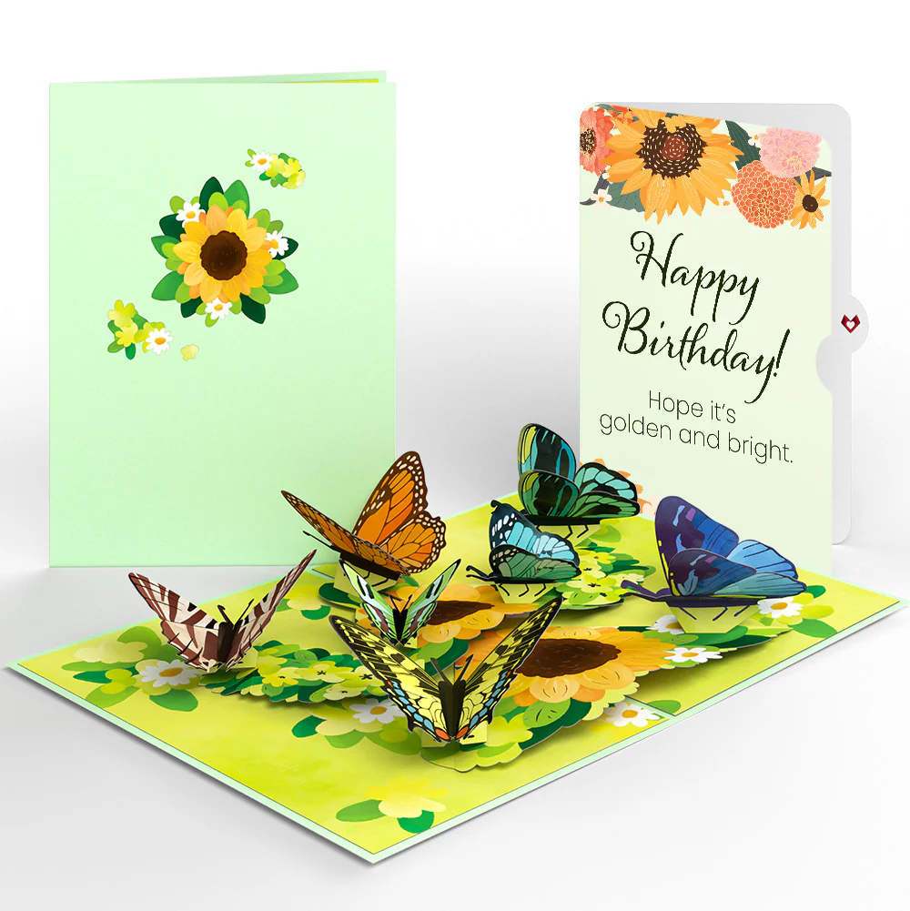 Sunflower Butterflies Birthday Pop-Up Card and Sentiment Set