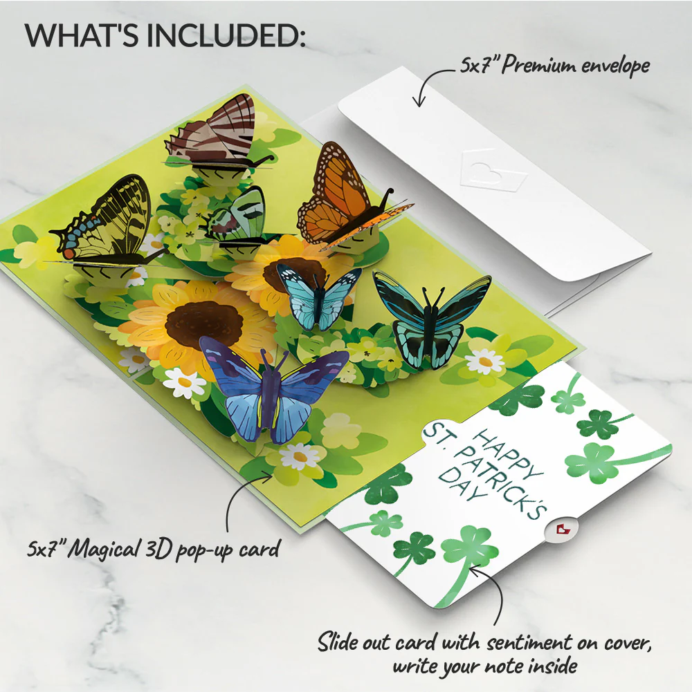 Sunflower Butterflies St. Patrick’s Day Pop-Up Card and Sentiment Set - Image 2