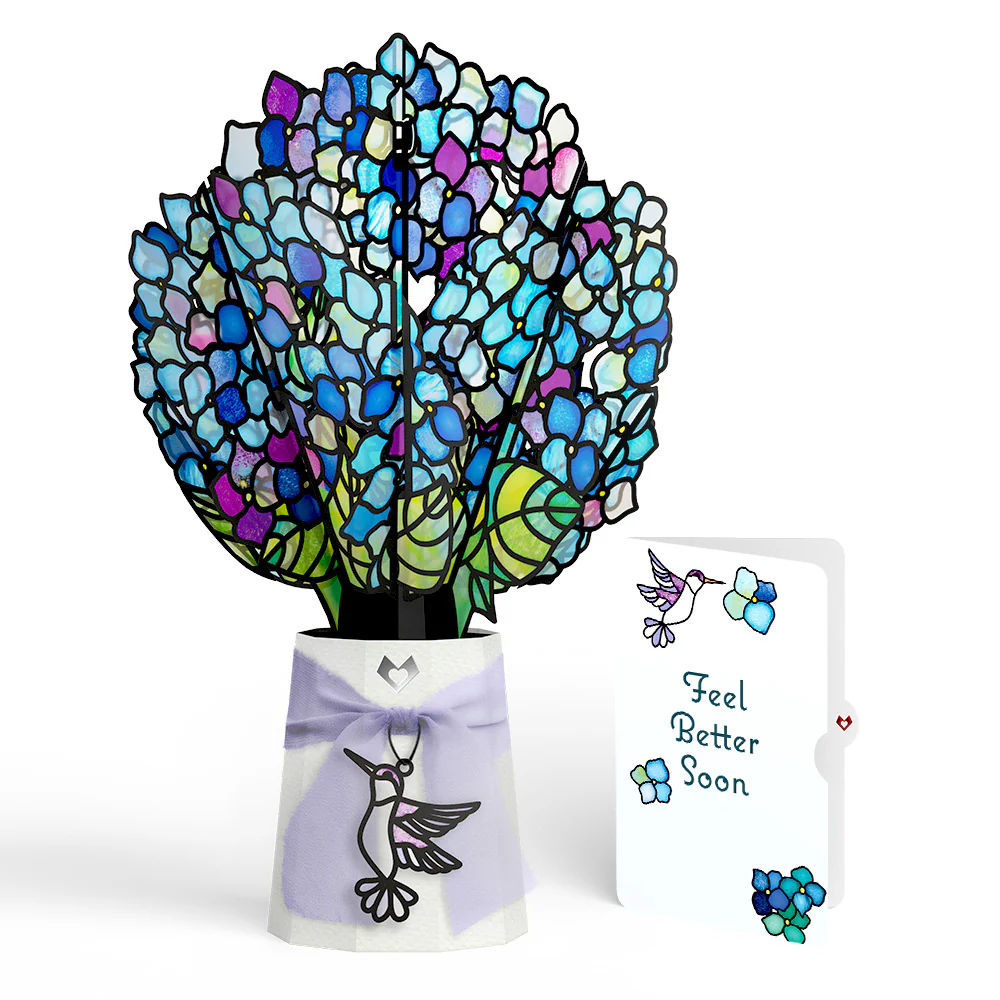 Sunlit Hydrangeas Get Well Soon Suncatcher Bouquet and Sentiment Set