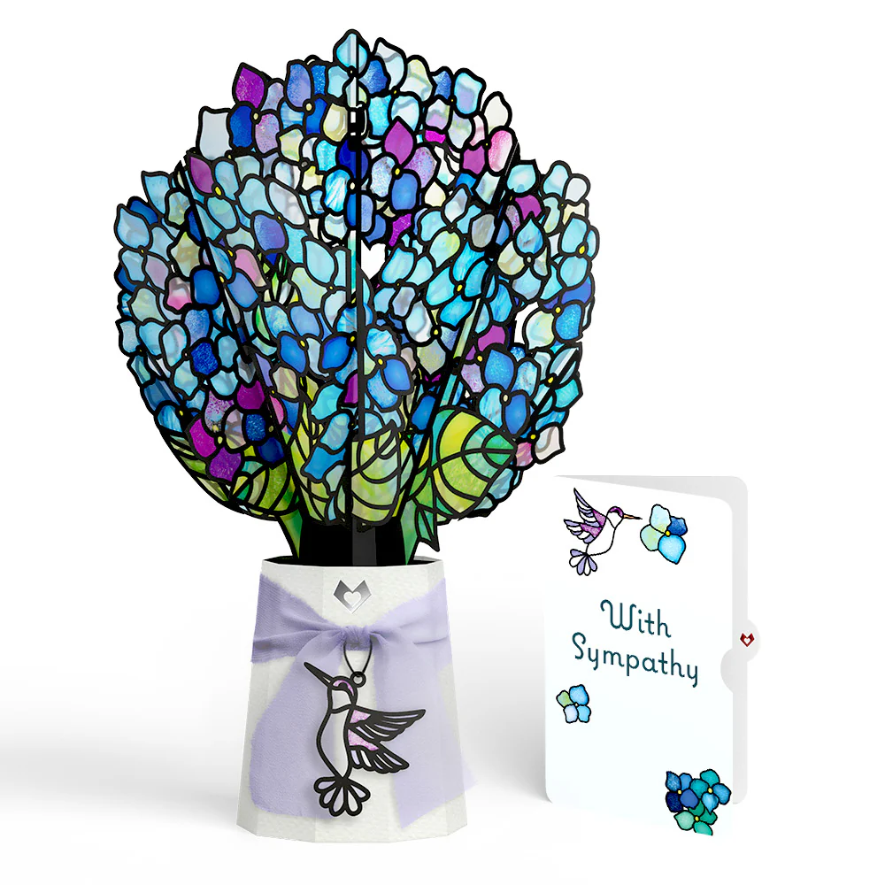 Sunlit Hydrangeas Sympathy Suncatcher Bouquet and Sentiment Set