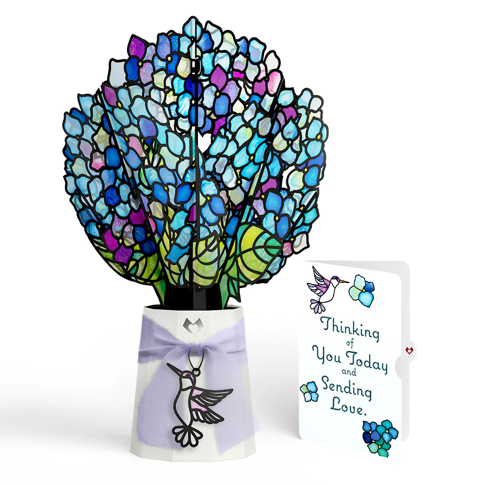 Sunlit Hydrangeas Thinking of You Suncatcher Bouquet and Sentiment Set