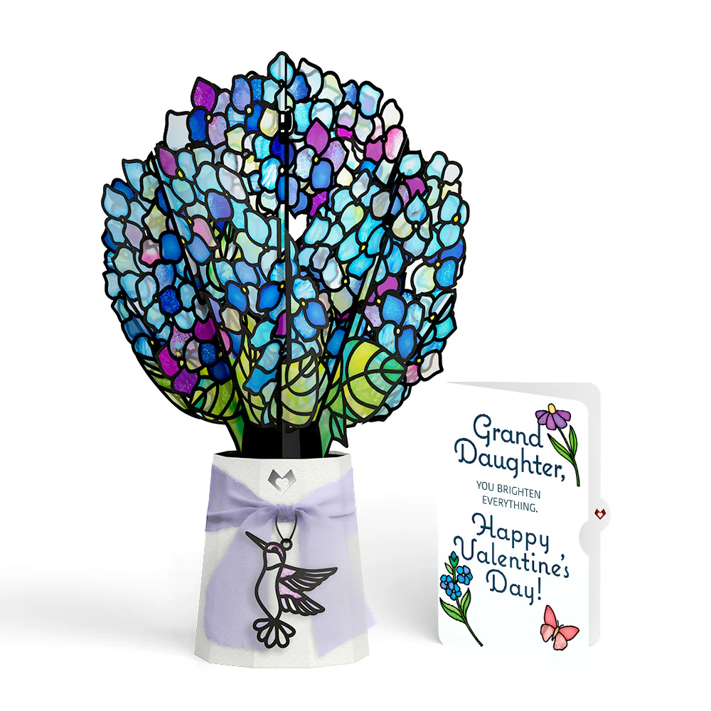 Sunlit Hydrangeas Valentine Suncatcher Bouquet and Sentiment Set for Granddaughter