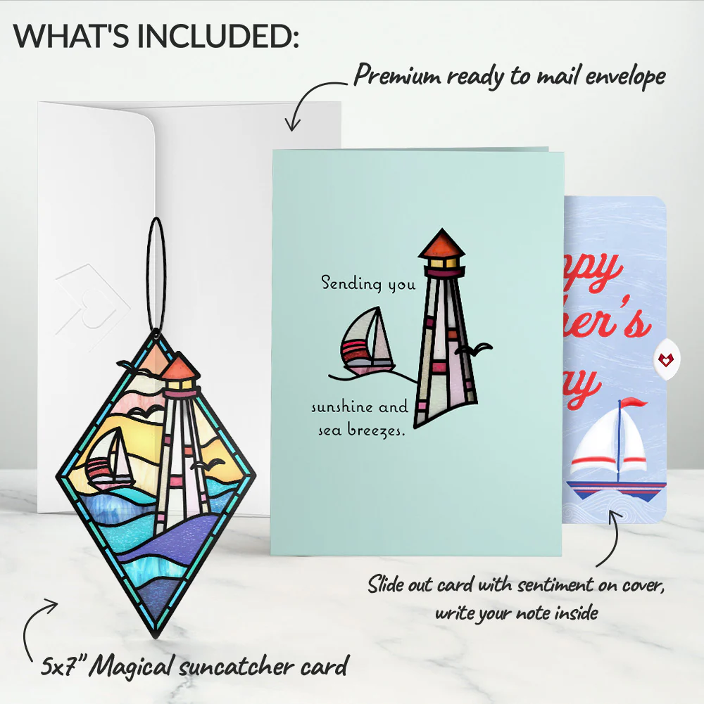 Sunshine and Sea Breezes Lighthouse Mother’s Day Suncatcher Card and Sentiment Set for Mom - Image 2