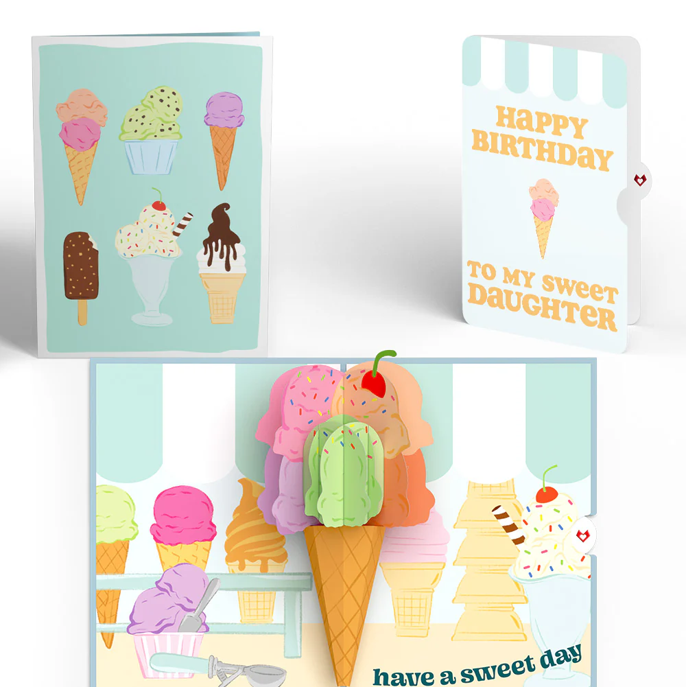 Sweet Day Ice Cream Birthday Pop-Up Card and Sentiment Set for Daughter