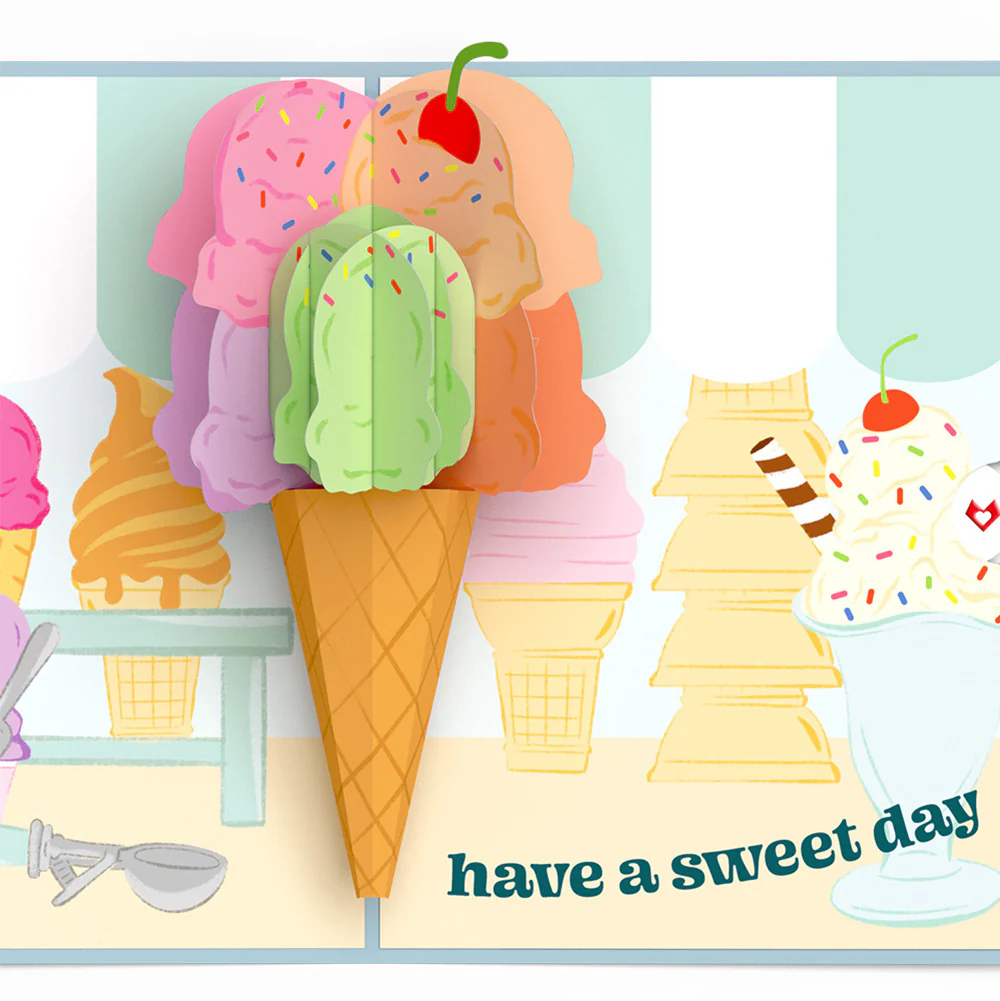 Sweet Day Ice Cream Birthday Pop-Up Card and Sentiment Set for Daughter - Image 3