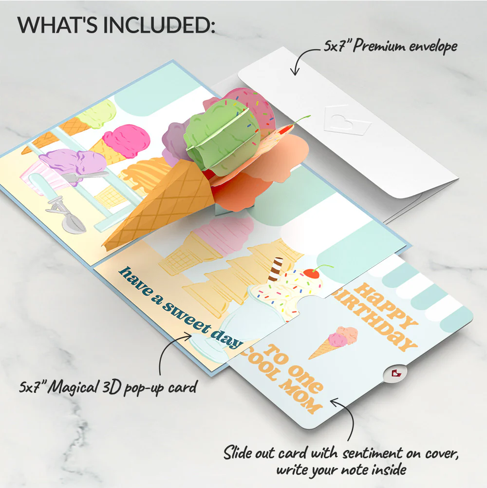 Sweet Day Ice Cream Birthday Pop-Up Card and Sentiment Set for Mom - Image 2