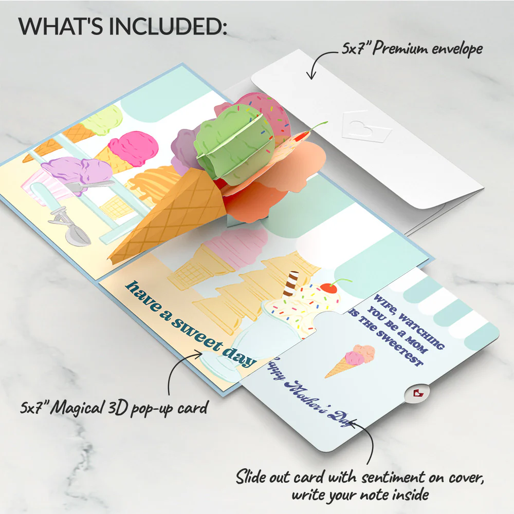 Sweet Day Ice Cream Mother’s Day Pop-Up Card and Sentiment Set for Wife - Image 2