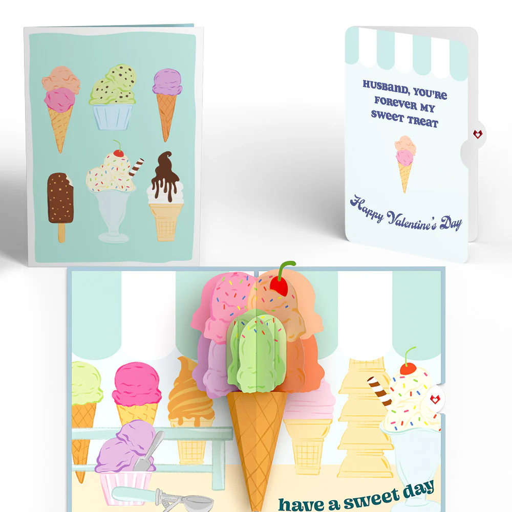 Sweet Day Ice Cream Valentine Pop-Up Card and Sentiment Set for Husband