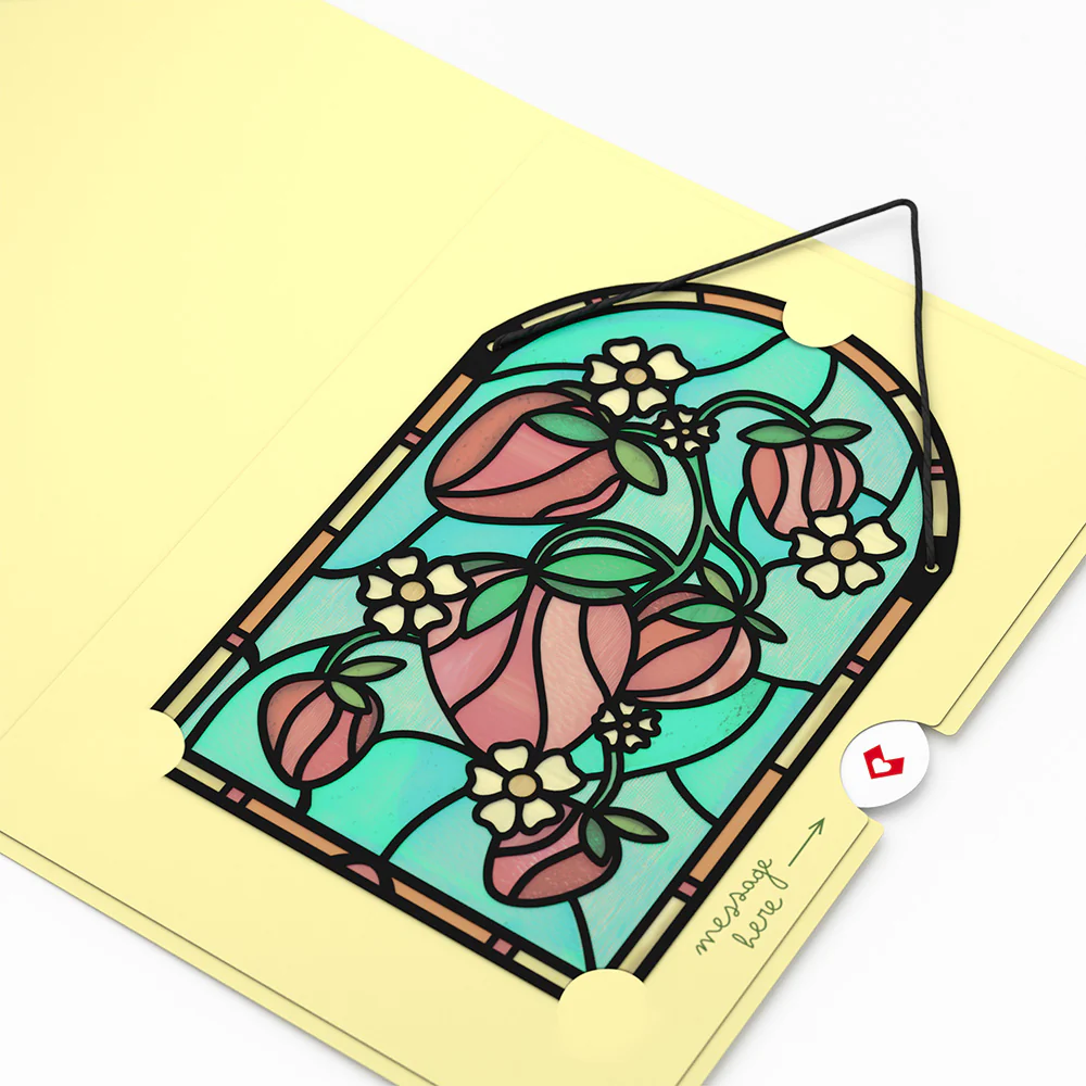 Sweet Strawberries Suncatcher Card - Image 4